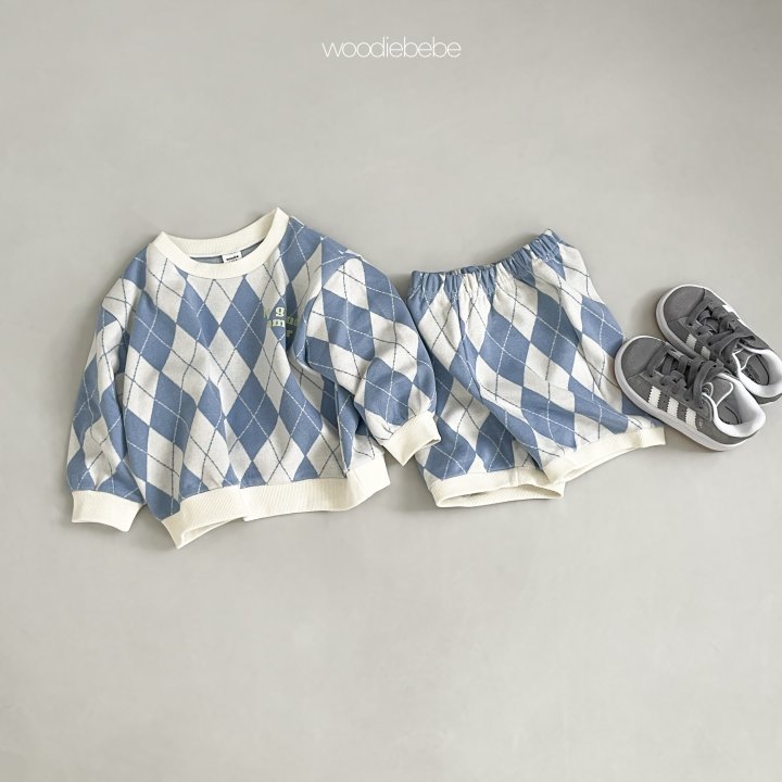 Woodie - Korean Baby Fashion - #babyfever - Argyle Top Bottom Set - 11