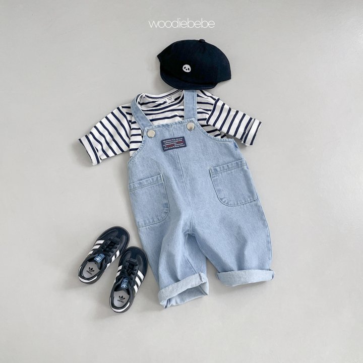 Woodie - Korean Baby Fashion - #babylifestyle - Spring Stripe Plain Tee Set - 8