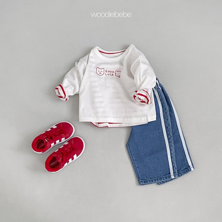 Woodie - Korean Baby Fashion - #babyoninstagram - Spring Stripe Plain Tee Set - 9