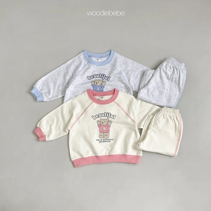 Woodie - Korean Baby Fashion - #babyoninstagram - A Bear Top Bottom Set - 2