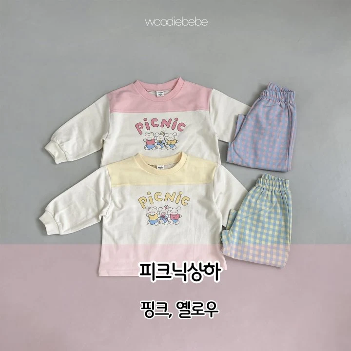 Woodie - Korean Baby Fashion - #babyootd - Picnic Top Bottom Set