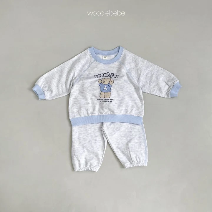 Woodie - Korean Baby Fashion - #babyoutfit - A Bear Top Bottom Set - 5