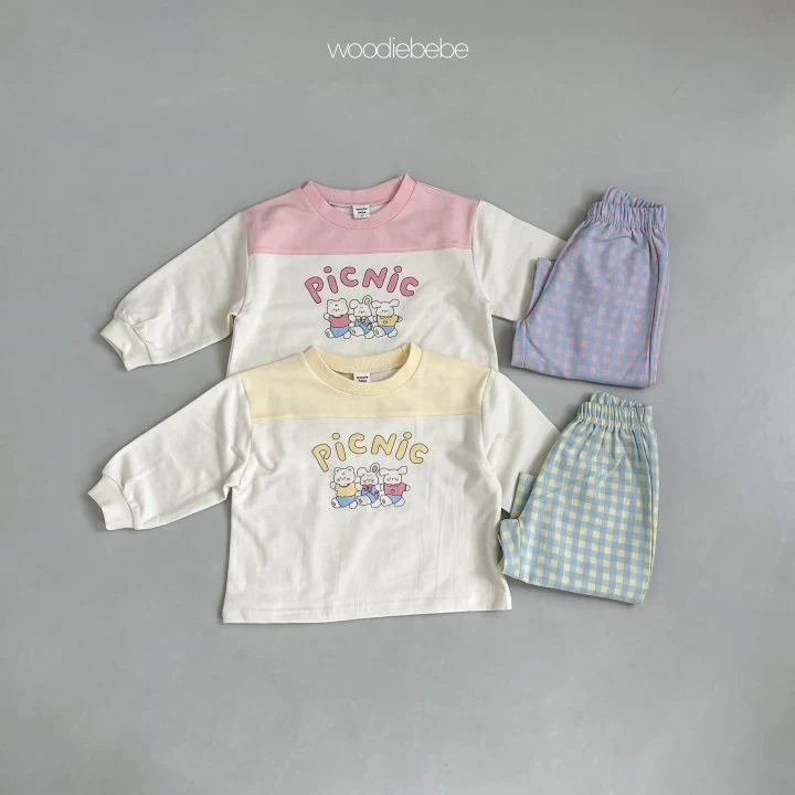 Woodie - Korean Baby Fashion - #babyoutfit - Picnic Top Bottom Set - 2