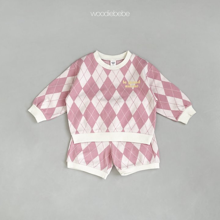 Woodie - Korean Baby Fashion - #babywear - Argyle Top Bottom Set - 4