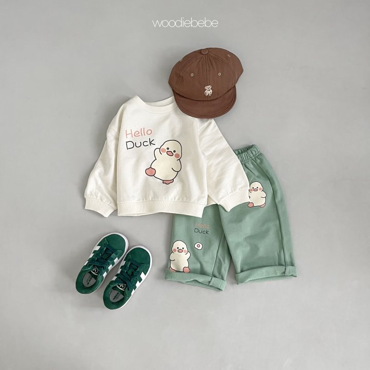 Woodie - Korean Baby Fashion - #onlinebabyshop - Hello Top Bottom Set - 9