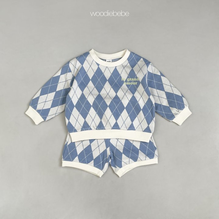 Woodie - Korean Baby Fashion - #onlinebabyshop - Argyle Top Bottom Set - 5