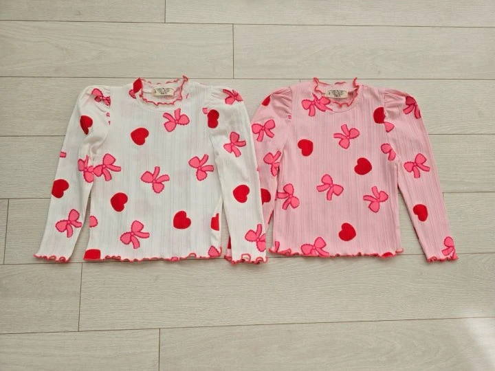 e.ru - Korean Children Fashion - #childofig - Heart Ribbon Tee - 7