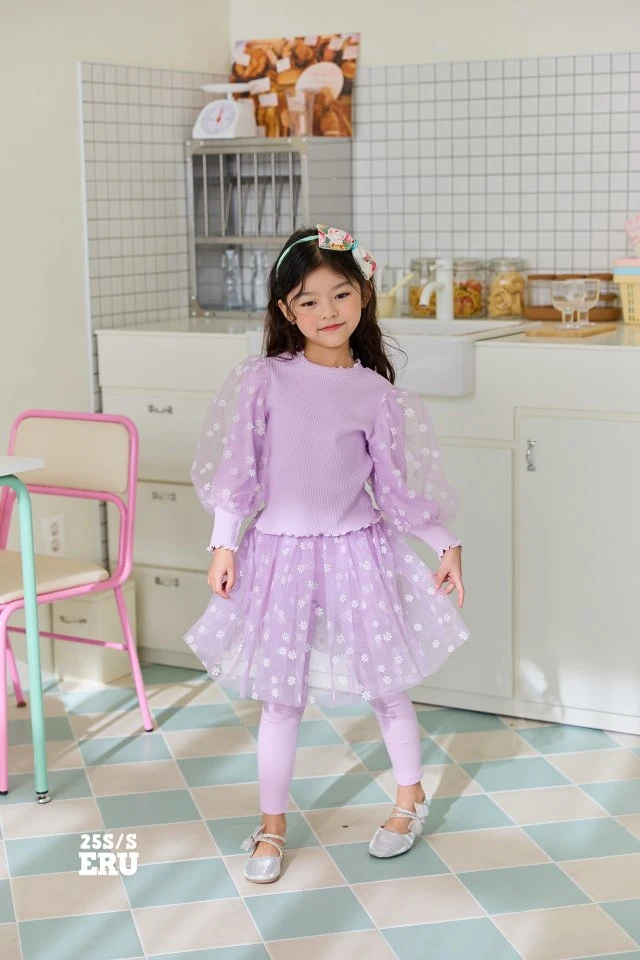 e.ru - Korean Children Fashion - #kidsshorts - Flower Skirt Leggings - 2