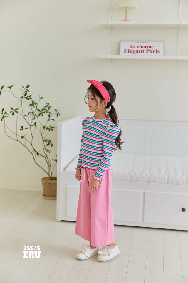 e.ru - Korean Children Fashion - #prettylittlegirls - Stripe Macaron Tee - 6