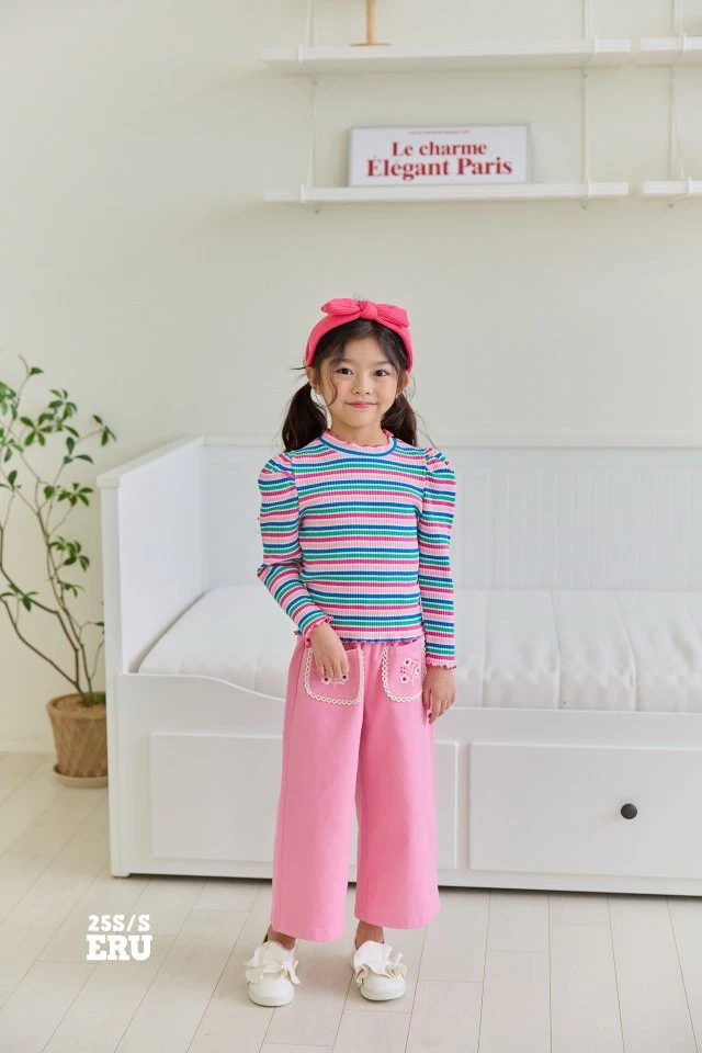 e.ru - Korean Children Fashion - #todddlerfashion - Stripe Macaron Tee - 7