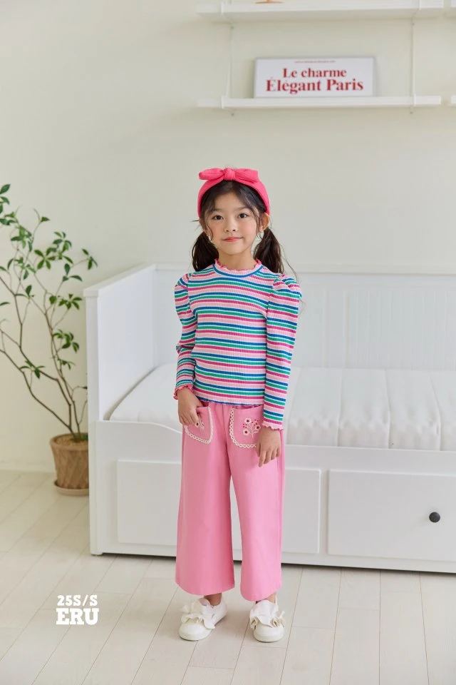 e.ru - Korean Children Fashion - #toddlerclothing - Stripe Macaron Tee - 8