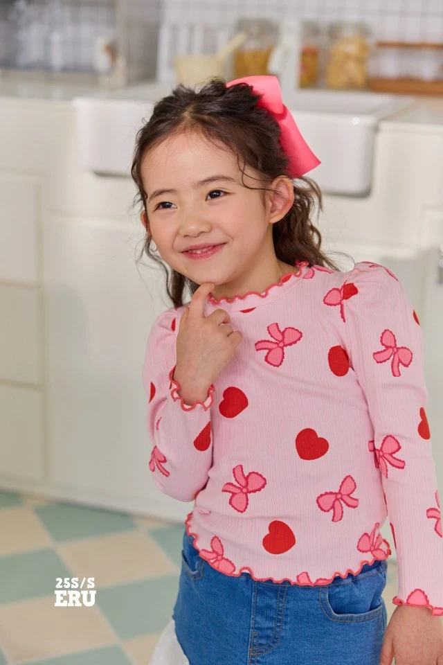 e.ru - Korean Children Fashion - #toddlerclothing - Heart Ribbon Tee - 5